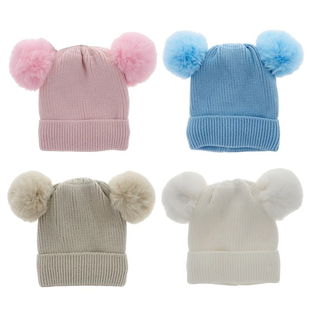 Tuque en tricot pour bébé avec pompons