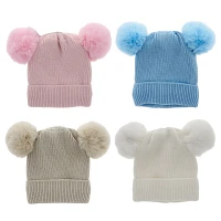 Babies Knit Hat with Pompoms