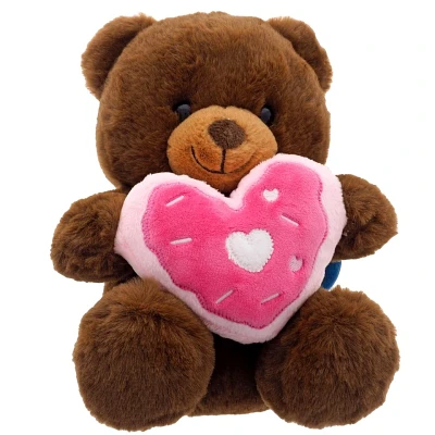 Valentine Bear Plush Holding Heart-Dhaped Donut