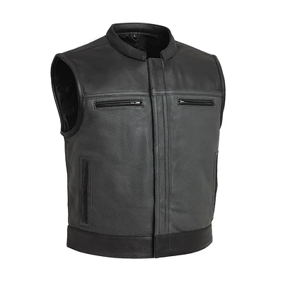 Two Tone Lowrider Perforated Men's Leather Vest