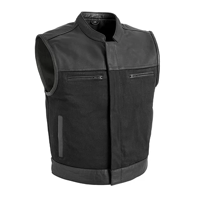 Lowrider Men's Motorcycle Leather/Twill Vest