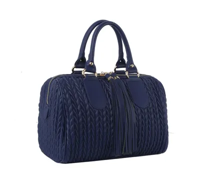 Boston Satchel Embossed Navy Bag