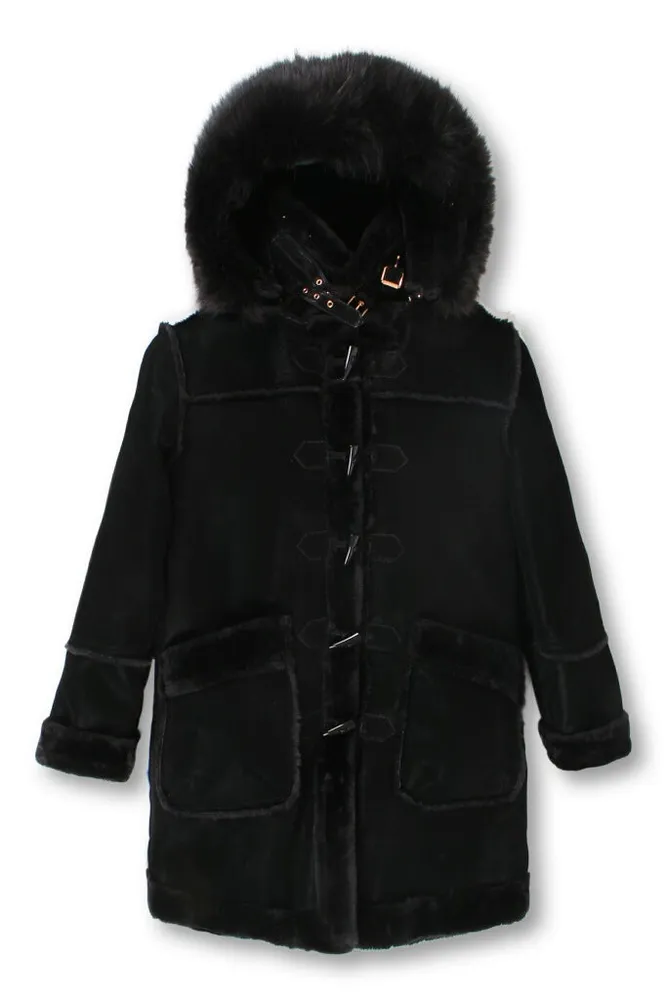 Kids ¾ Toggle Faux Shearling with Detachable Hood