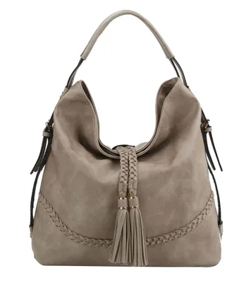 Tassel Accent Braided Hobo Bag