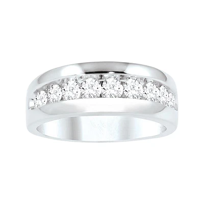 14K White Gold Channel Diamond Men's Band