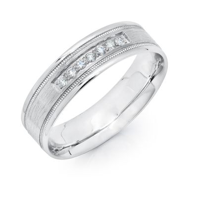 Men's 14k White Gold Milgrain Wedding Band