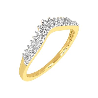 14k Yellow Gold Double Row Contour Wedding Band