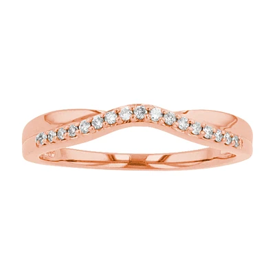 14K Rose Gold Round Diamond Contour Band