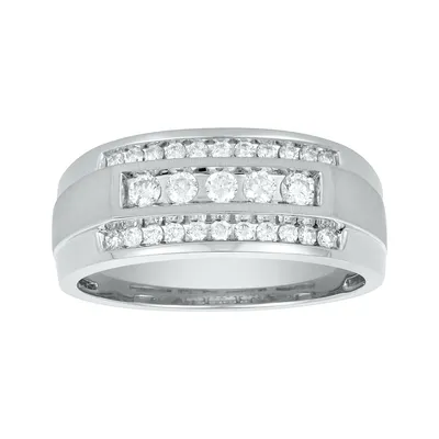 14K White Gold Men's Diamond Channel Set Band