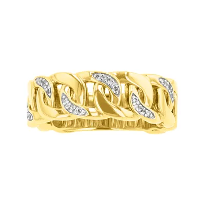 14K Two Tone Gold Cuban Link Diamond Band