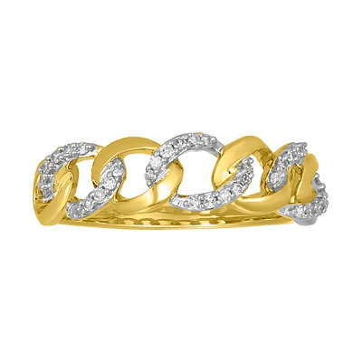 14K Two Tone Gold Cuban Diamond Band