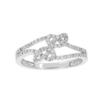 14K White Gold Double Knot Diamond Ring