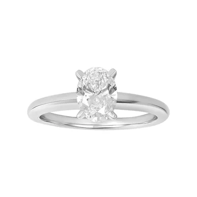 14K Gold Oval Lab Grown Diamond Solitaire Ring