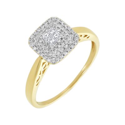 14k Two-Tone Micro Pavé Cushion Shaped Engagement Ring