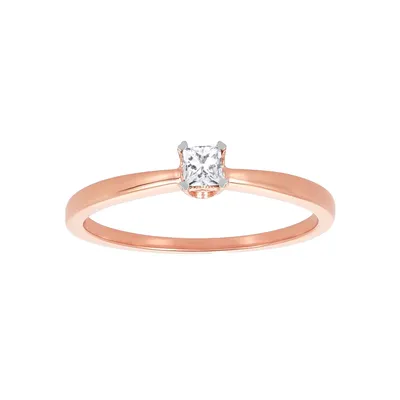 14K Rose Gold Princess Cut Solitaire Engagement Ring