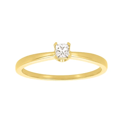 14K Yellow Gold Princess Cut Solitaire Engagement Ring