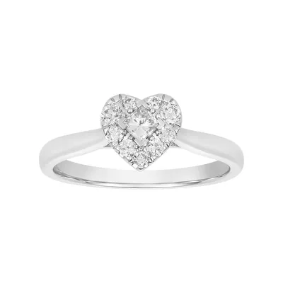 14K WHITE GOLD HEART SHAPED DIAMOND SOLITAIRE RING