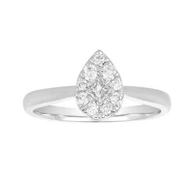 14K WHITE GOLD PEAR SHAPED DIAMOND SOLITAIRE RING