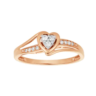 10k Rose Gold Round Bypass Diamond Promise Ring