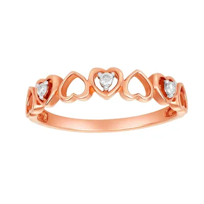 10K Rose Gold Heart Cutout Diamond Ring