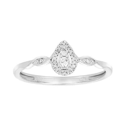 10K White Gold Pear Shaped Twisted Band Promise Ring