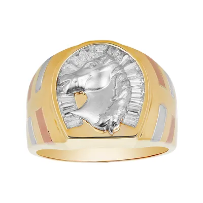 14K Gold Tri Color Horseshoe Ring