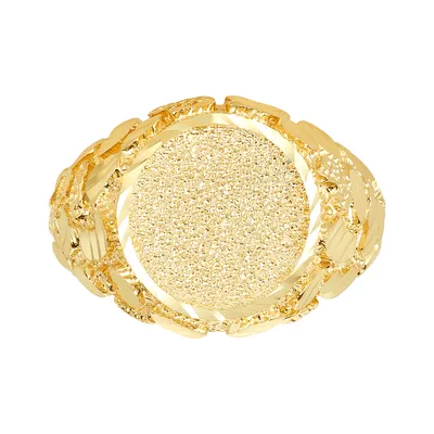 14K Yellow Gold Nugget Style Signet Ring