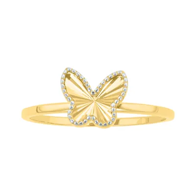 14K Gold Two Tone Butterfly Ring