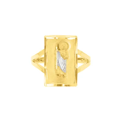 14K Gold Two Tone St. Jude Ring