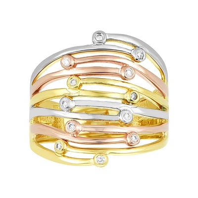 14K Gold Tri-Color Diamond Fashion Ring