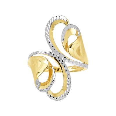 14K Gold Two-Tone Swirl Fashion Ring