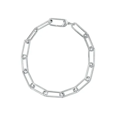 Silver Open Link Cubic Zirconia Bracelet