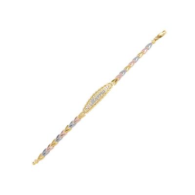 14k Gold Tri-Color "Mama" Chevron Link Bracelet