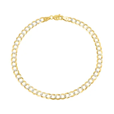 14K Yellow Gold 4.7mm Curb Pave Bracelet