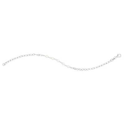 Silver Open Link with Pearls Bracelet