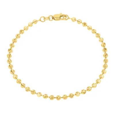 14k Yellow Gold Moon Cut Bead Bracelet