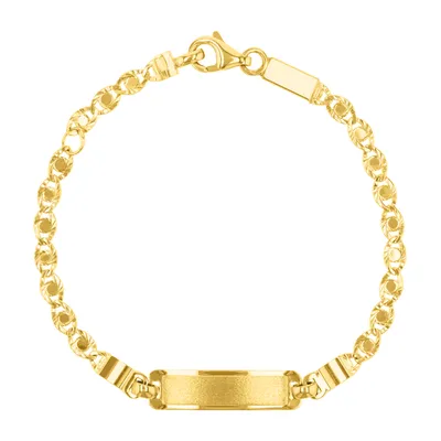 14K Gold Two Tone Mariner Fancy Link Baby ID Bracelet