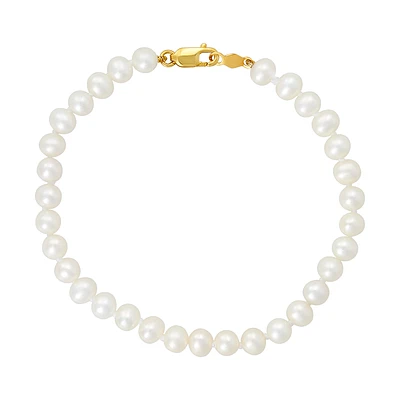 14K Yellow Gold Genuine Pearl Baby Bracelet