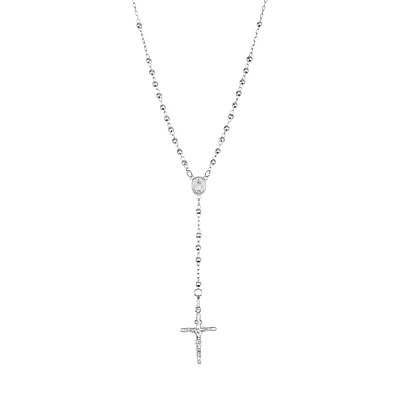 14K White Gold 3mm Beaded Rosary