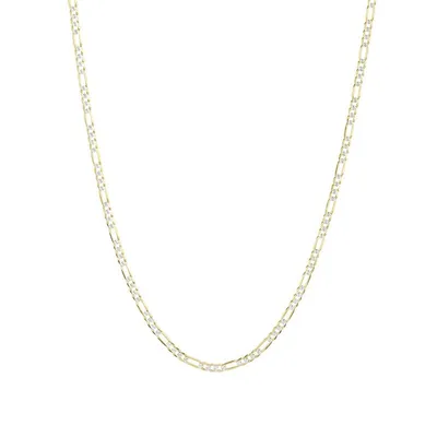 14K Yellow Gold 3mm Pave Figaro Chain