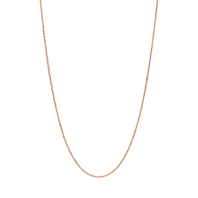 14K Rose Gold .9mm 22-Inch Adjustable Cable Link Chain
