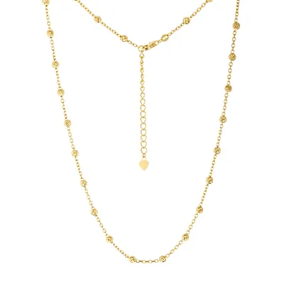 14K Yellow Gold Diamond Cut Bead Adjustable Chain