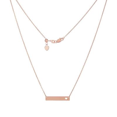 14k Rose Gold Heart Cutout Bar Necklace