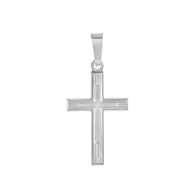 14K White Gold Simple Stacked Cross Pendant