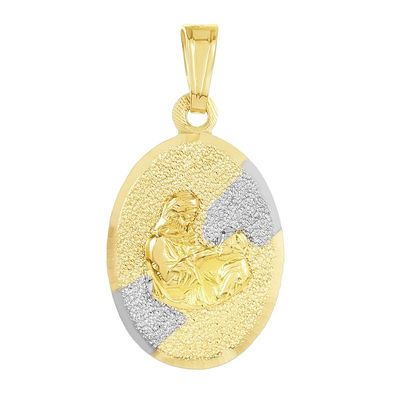 14k Gold Two-Tone Oval Boy's Communion Medal