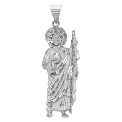 14K White Gold 39mm St. Jude Pendant