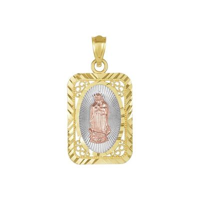 14k Gold Tri-Color Lace Our Lady of Guadalupe Medal