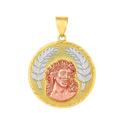 14K Gold Tri-Color Reversible Christ and Lady of Guadalupe Medal