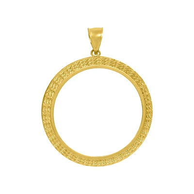 14K Yellow Gold Rope Frame Bezel Pendant