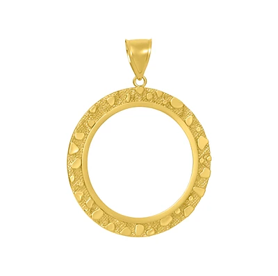 14K Yellow Gold Nugget Frame Bezel Pendant